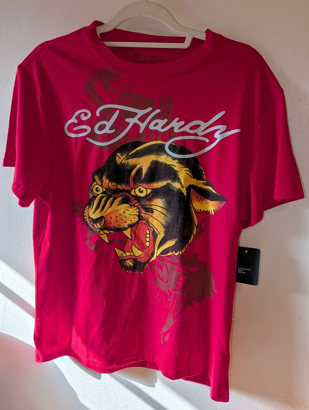 Ed Hardy Bright Red Men's Panther Graphic Tee